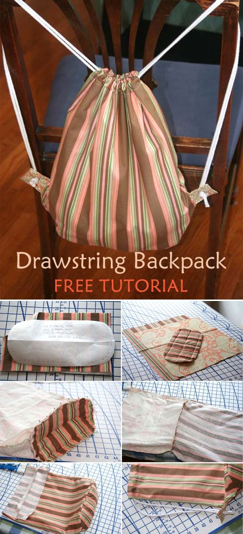 the instructions for how to make a drawstring back pack with no sewing machine