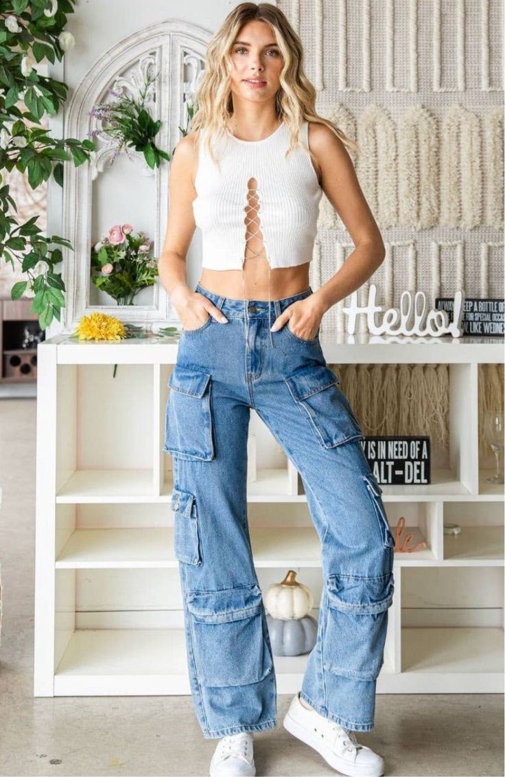 Bella Cargo Denim - Lisalee Collections Cargo Style, Denim Wash, Denim Fashion, Relaxed Fit