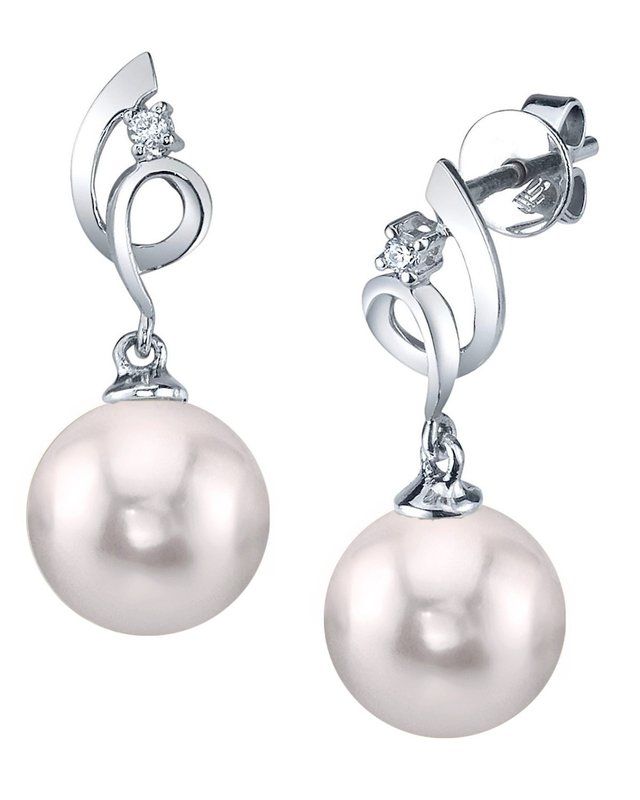 Graceful Pearl White Earrings For Formal Occasions, Elegant Pearl Pendant Earrings, Graceful Pearl Earrings For Formal Occasions, Elegant Pearl Drop Diamond Earrings, Elegant Diamond Earrings With Pearl Drop, Elegant Evening Pearl Diamond Earrings, Formal Pearl Earrings With Elegant Design, Elegant Akoya Pearl Dangle Earrings, White Gold Akoya Pearl Dangle Earrings