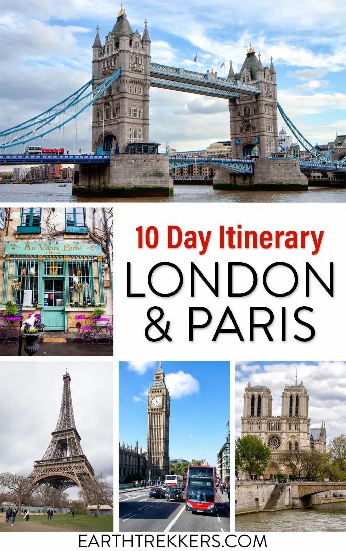 london and paris collage with the words 10 day itinerary