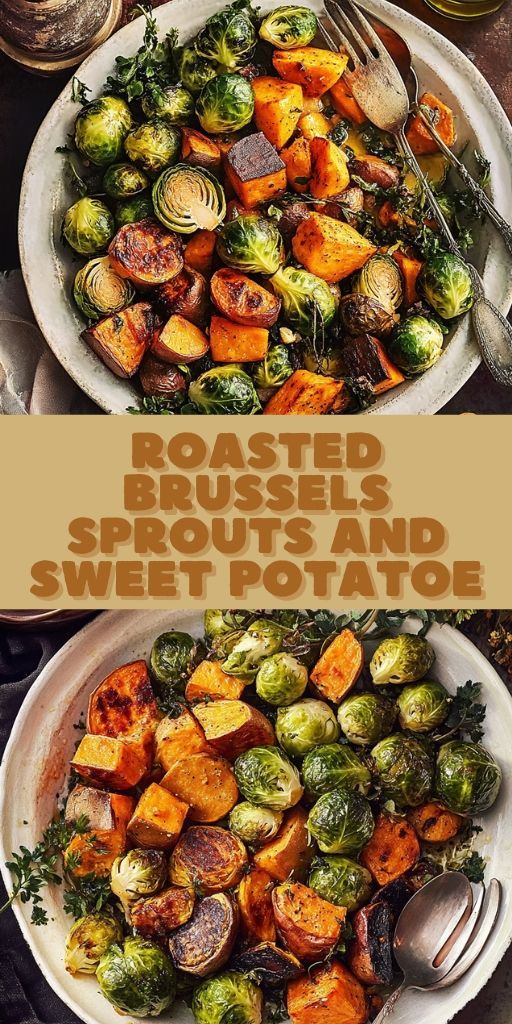 roasted brussel sprouts and sweet potato