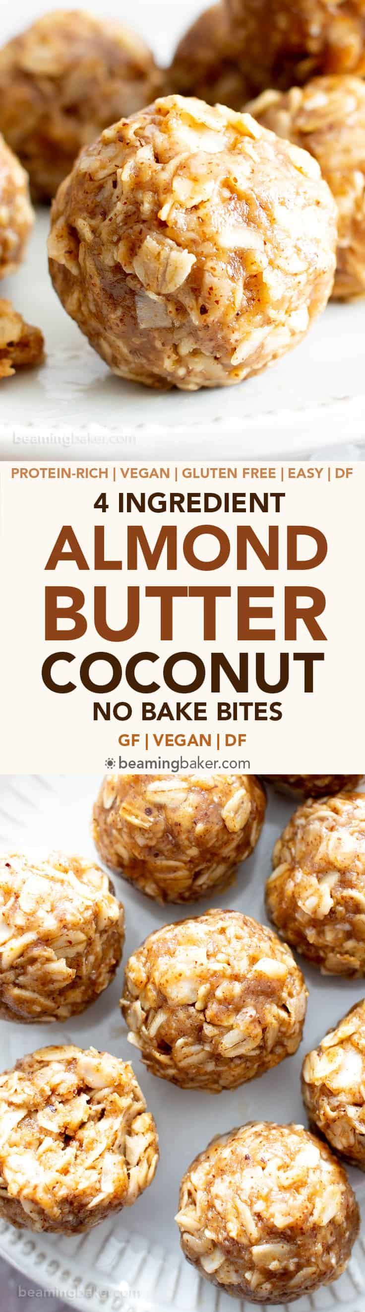 an image of almond butter coconut cookies on a white plate with the title above it