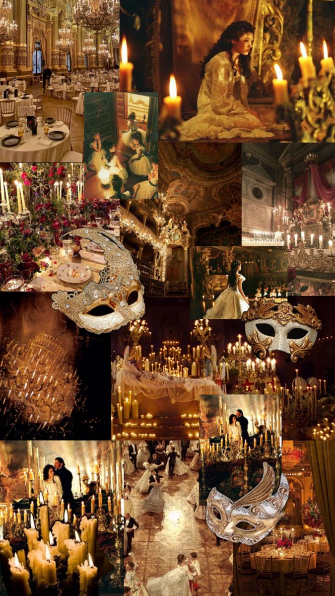 a collage of photos with masks and candles in them, including people dressed as masquerades