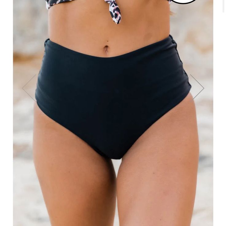 Brand New, Never Worn Just Tried On Size Large Pink Lily Trendy Black Bottoms For Beach Season, Black High Waist Swimwear For Spring, Black High-waist Swimwear For Spring, High Rise Style, Black High Waist, Swimsuits High Waisted, Pink Lily, Swim Suit Bottoms, Swim Bottoms