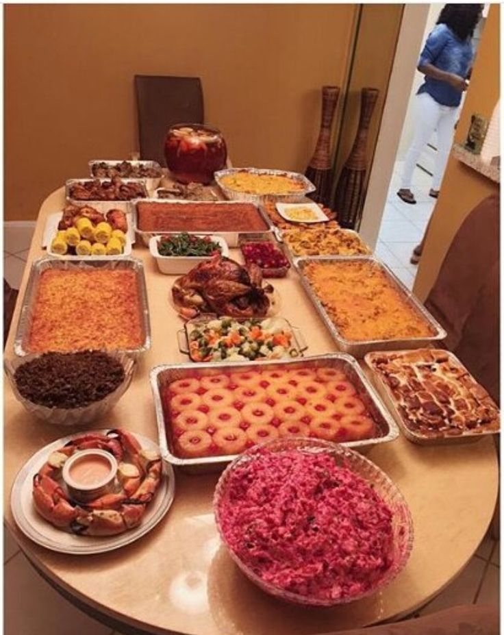 a table filled with lots of different types of food