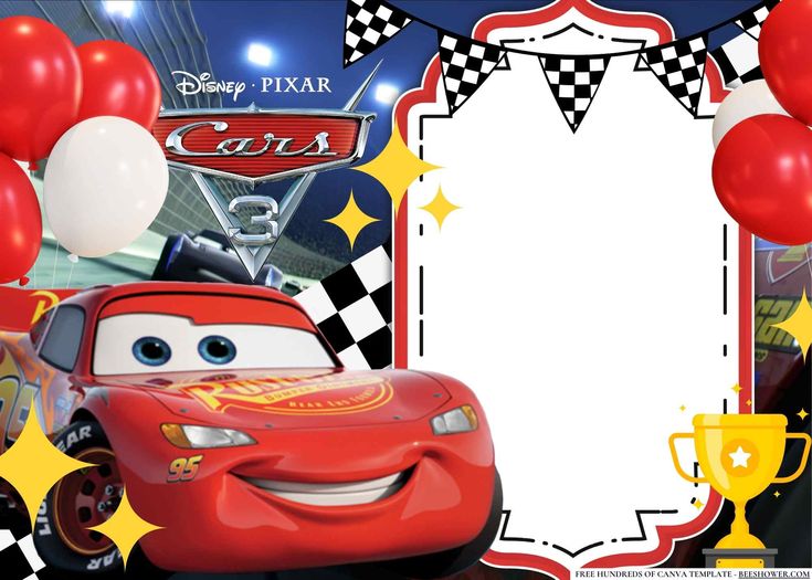 FREE Editable Cars 3 Birthday Invitation Cars Tarpaulin Layout, Cars Birthday Invitations Free Template, Cars Theme Invitation, Car Birthday Invitations Free, Hello Kitty Birthday Invitations, Wwe Birthday, Barbie Blank, Cars Invitation, Minnie Mouse Birthday Invitations