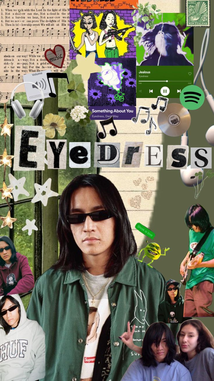 a collage of photos with people in the background and text that reads eyeddress