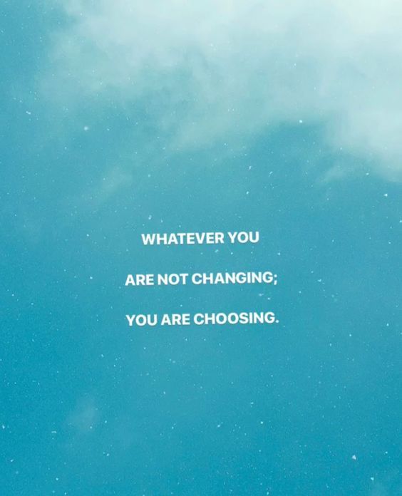 a blue sky with clouds and the words whatever you are not changing, you are choosing