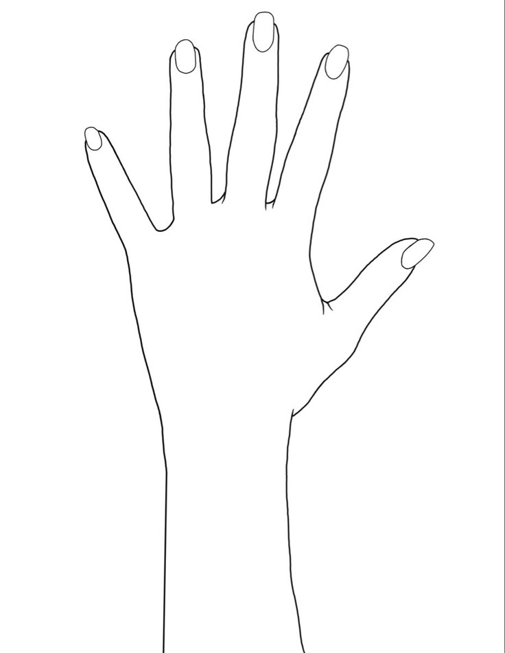 the outline of a hand is shown in black and white, with two fingers extended