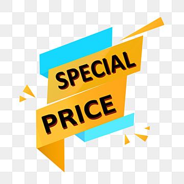 an orange and blue special price sticker with the words special price written on it