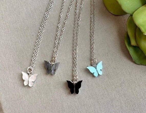 Butterfly Dainty Necklace | Etsy Australia Dainty Butterfly Necklace, Accessories Hairstyles, Necklace Girlfriend, Turquoise Butterfly, Acrylic Butterfly, Aesthetic 2023, Dainty Butterfly, Necklaces Chunky, Cute Quick Hairstyles