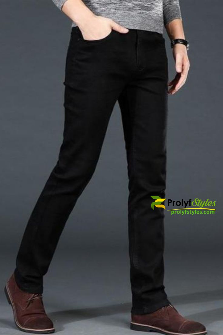 Put together a casual-cool look with these stylish denim jeans that show off your confidence. This slim fit jeans can be worn casual with flats or boots and a relaxed tee, creating a chic and stylish outfit for men. #mencasualoutfits #mensjeans #mencasual #mensfashioncasual #menswear Black Slim Cotton Pants, Black Slim Casual Pants, Casual Black Slim Pants, Black Slim Jeans With Pockets, Black Stretch Slim Jeans, Black Slim Stretch Jeans, Mens Weekend Outfits, Jeans For Fall, Winter Fashion Looks