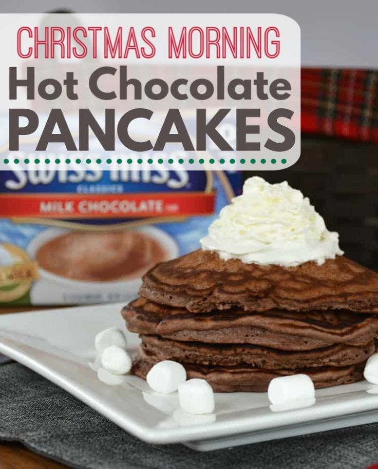 hot chocolate pancakes with a text overlay that says "Christmas morning hot chocolate pancakes" Pancakes Christmas, Breakfast For Christmas Morning, Hot Chocolate Pancakes, Christmas Morning Traditions, Christmas Pancakes, The Best Pancakes, Best Pancakes, Christmas Morning Breakfast, Delicious Hot Chocolate