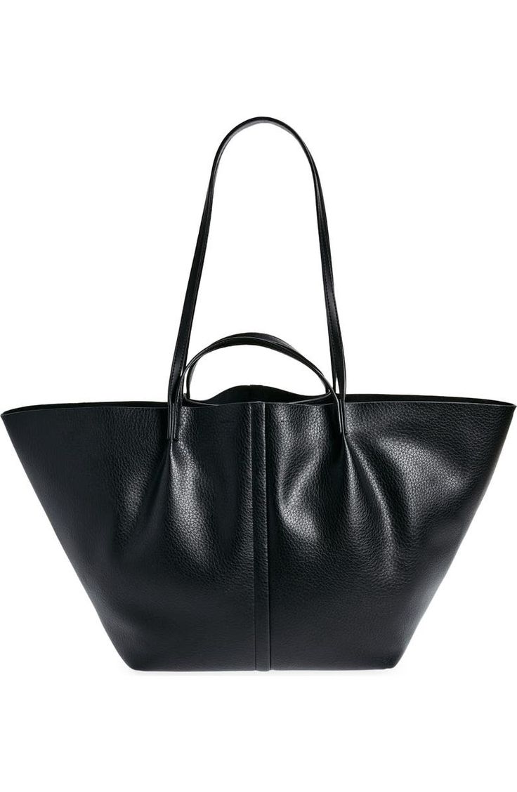 AllSaints Hannah Leather Tote | Nordstromrack Chic Large Satchel For Shopping, Solid Double Handle Bucket Bag For Shopping, Faux Leather Top Handle Shoulder Bag For Shopping, Faux Leather Tote Shoulder Bag, Tote Bag With Top Carry Handle, Classic Bags With Soft Leather And Double Handle, Top Handle Shoulder Bag With Leather Handles For Shopping, Faux Leather Double Handle Bag, Versatile Satchel Tote For Shopping