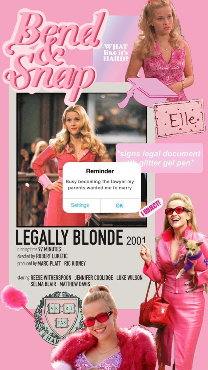 the poster for legally blonde is shown in pink