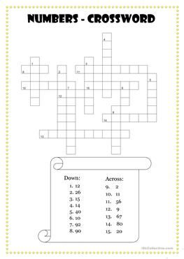 a crossword puzzle with numbers on it