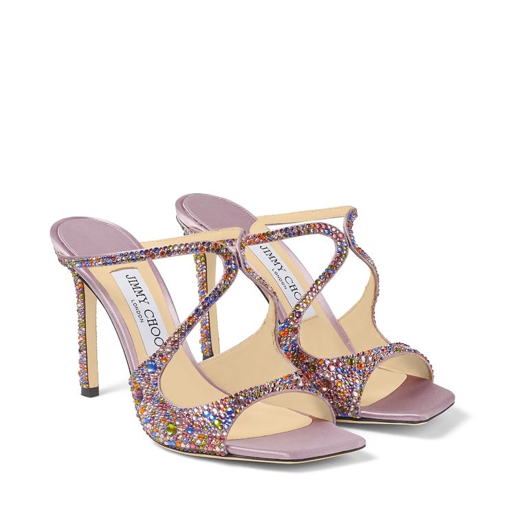 Multi Rainbow Crystal Hotfix Mules | ANISE 95 | Winter 2021 Collection | JIMMY CHOO Wedding Dress Sandals, Summer High Heels, Vintage Sandals, Elegant Branding, Shoes Luxury, Jimmy Choo Shoes, Footwear Design Women, Designer Boots, Luxury Brands