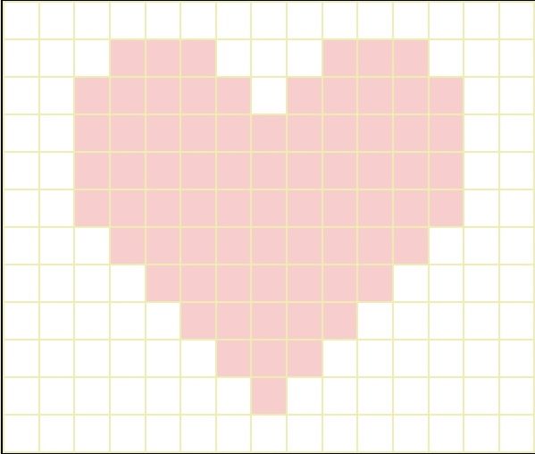 a heart made out of squares in pink and white