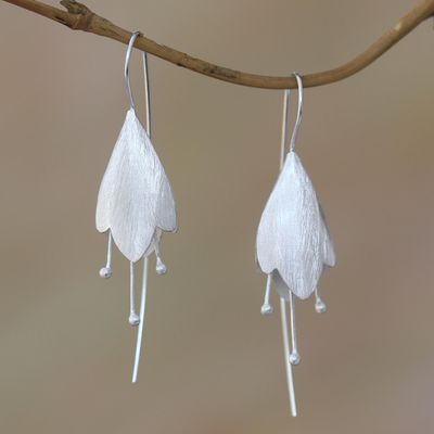 Sterling Silver Flower Drop Earrings from Bali - Budding Orchid | NOVICA Orchid Necklace, Sterling Silver Flower Earrings, Clematis Flower, Silver Chandelier Earrings, Flower Drop Earrings, Silver Flower Earrings, Sterling Silver Drop Earrings, Silver Dangle Earrings, Sterling Silver Filigree