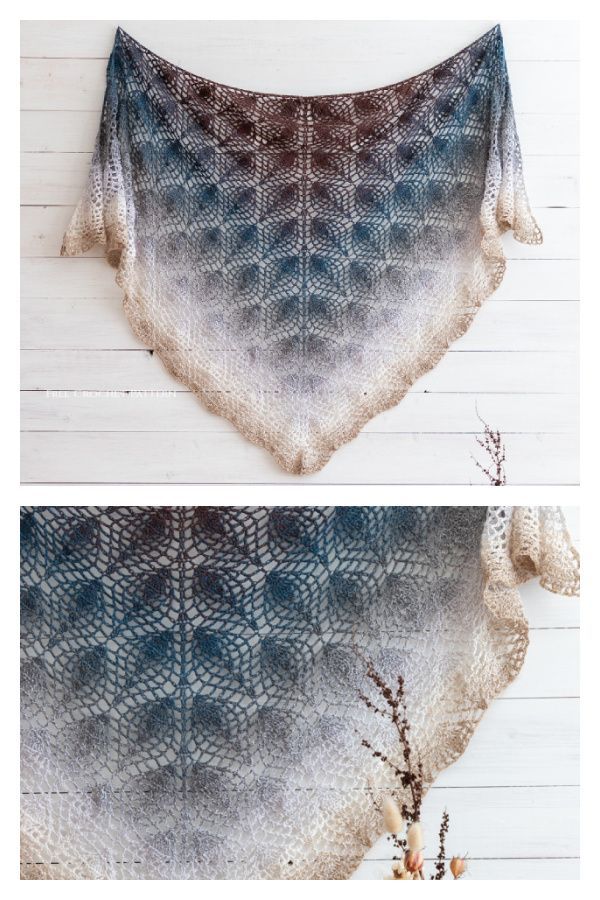 two pictures of the same shawl with different colors