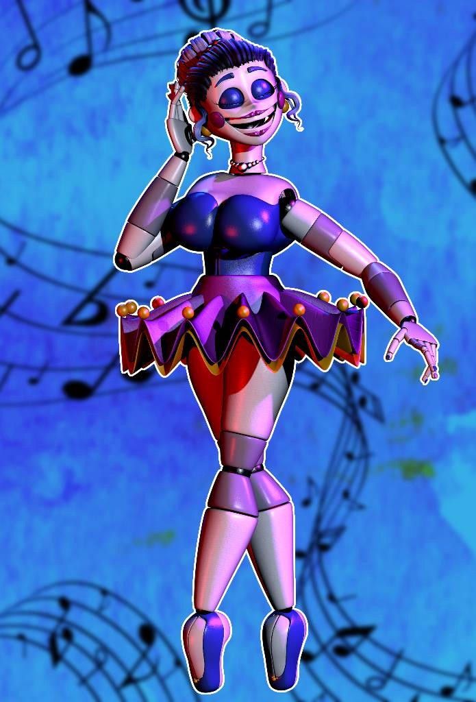 a cartoon character is dancing with musical notes in the backgroung behind her