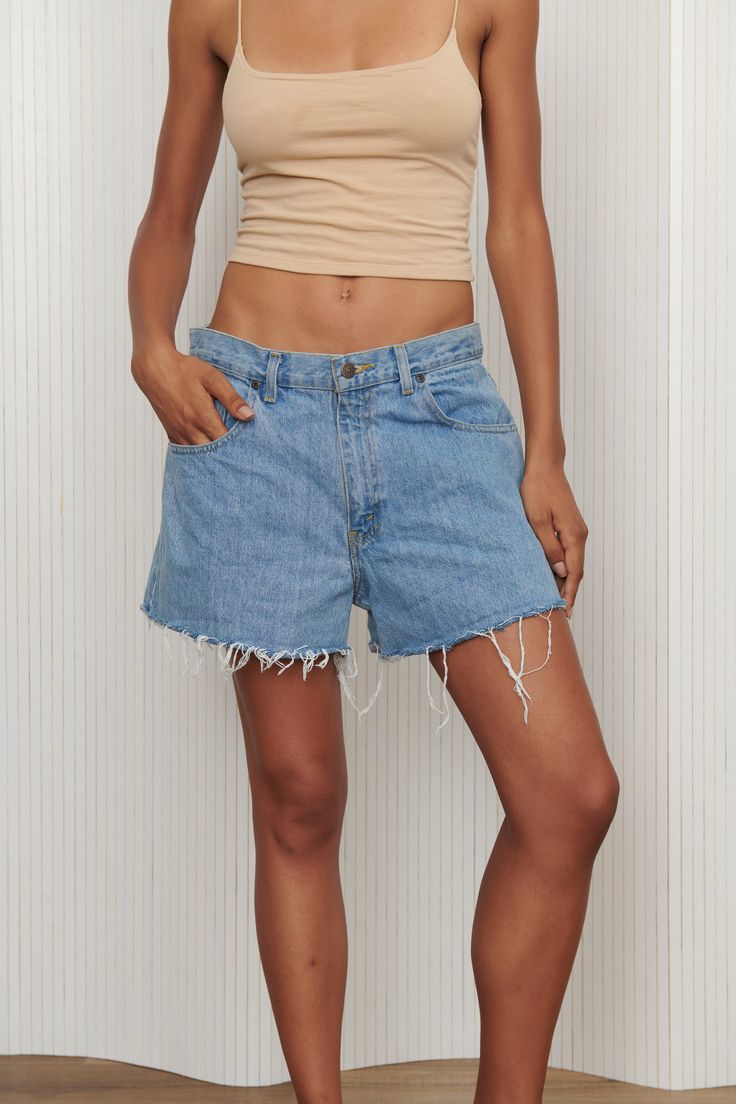 Medium Wash Jean Shorts With Frayed Hem, Arizona Jeans, Cut Off Shorts, Cut Off, New Wardrobe, Vintage Denim, Short Pants, New Product, Perfect Fit