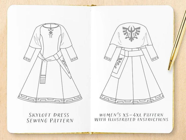 an open book with instructions on how to sew a dress and the text skylot dress sewing pattern