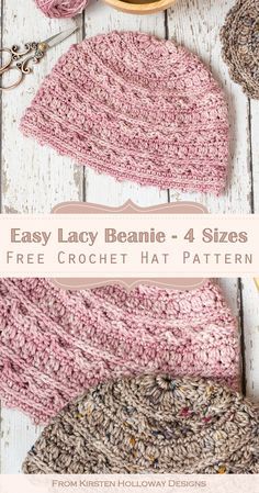 the easy lacy beanie - 4 sizes free crochet hat pattern