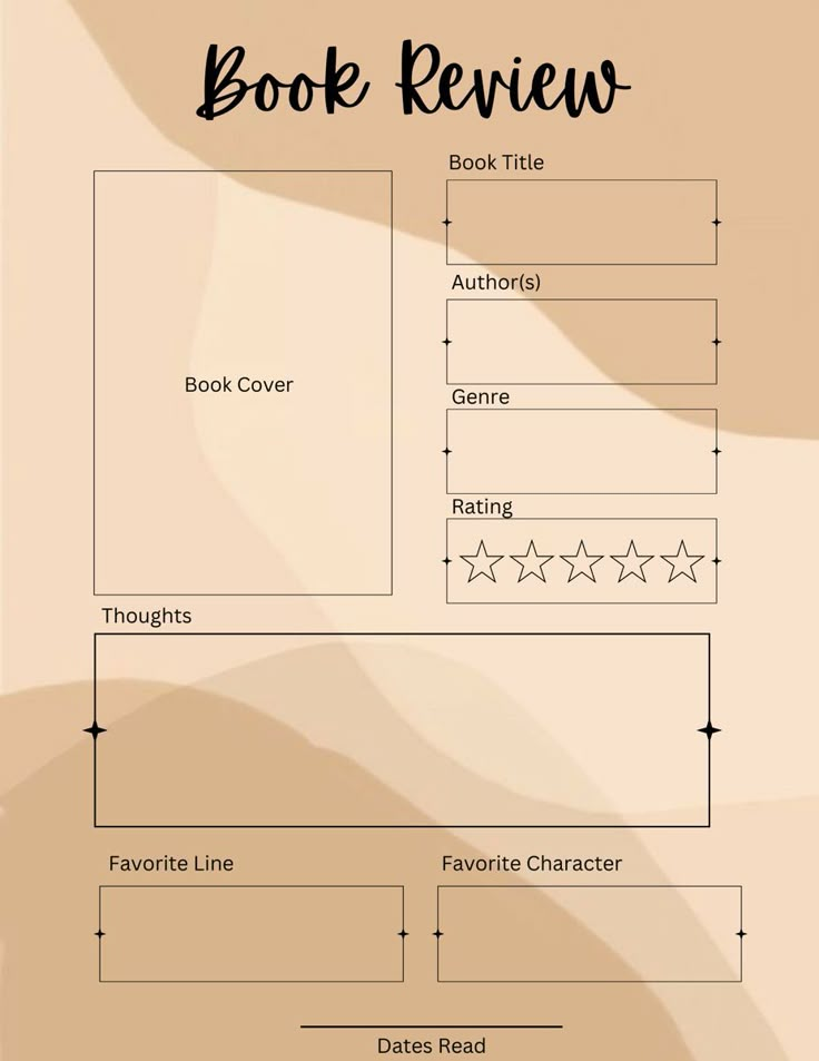 the book review page is shown with five stars on it and three lines in the background