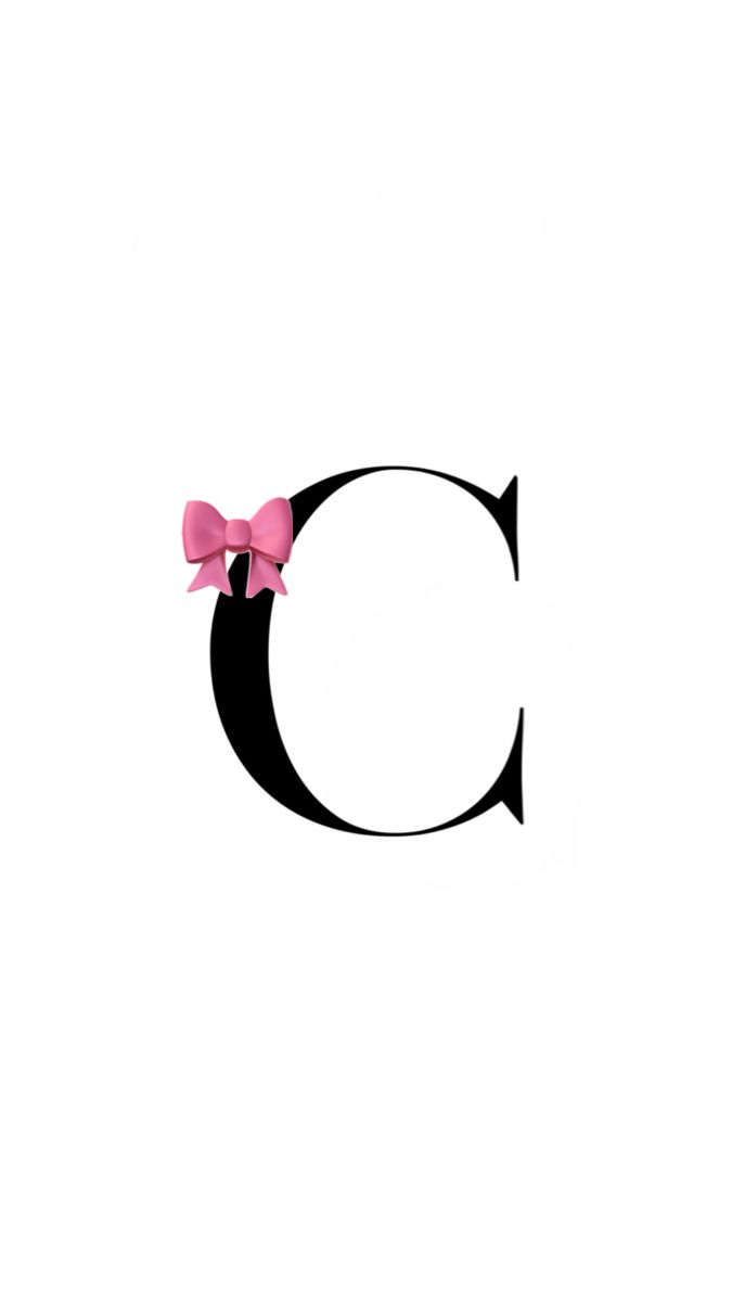 the letter c has pink bows on it's head and is black in color