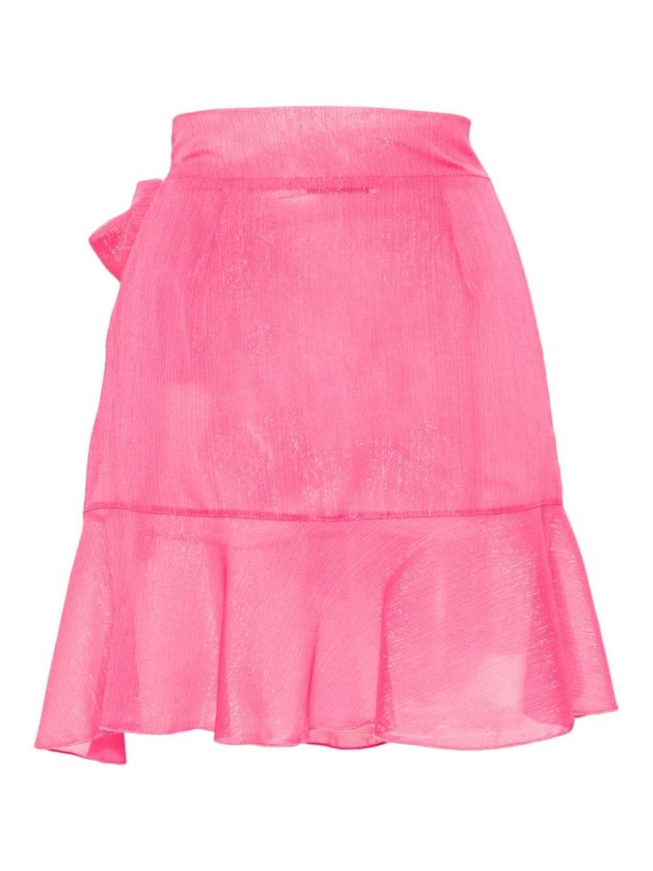 PARAMIDONNA Zoe Wrap Beach Skirt - Farfetch Beach Skirt, Asymmetric Hem, Ruffle Trim, Fashion Branding, High Waisted, Skirt, Pink, How To Wear