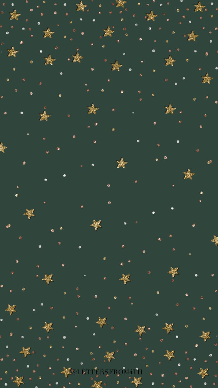 a green background with gold stars on it