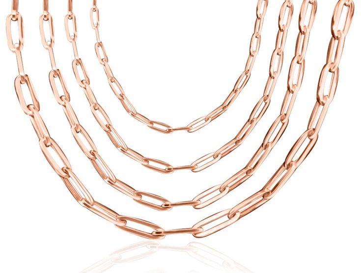 14k Rose Gold Fancy Paperclip Chain Necklace | Italian Paperclips Chain Necklaces for Woman | Anti Tarnish Chain Necklace | Gold Necklace Using these paperclips to create a unique necklace or charm is an excellent choice. The 14kt gold paperclip links are semi-solid, made in Italy, and have a silky feel. Consider purchasing this unique 14kt gold paperclip chain. This gold women's chain necklace is made from 14k gold and is non-allergenic. The real gold delicate Italian paperclip chain is perfect Paperclip Chain Necklace, Chain Necklace Gold, 14k Gold Necklace, Unique Necklace, Chain Necklaces, Unique Necklaces, 14kt Gold, Paper Clip, Real Gold