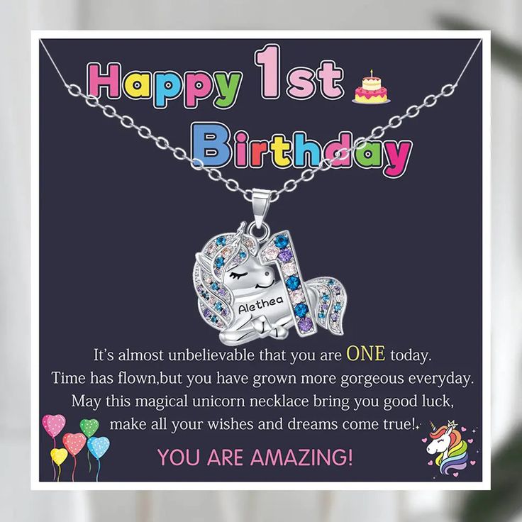 ♥ Is your child's birthday coming up, and you're searching for a unique and special gift? Look no further than a personalized unicorn necklace! It's a fun and stylish addition to any outfit, adding a pop of color and whimsy. ♥ Magical Design: The enchanting design of the unicorn pendant is sure to capture your child's imagination. With its colorful and playful appearance, it will add a touch of magic to any outfit. Your little one will love showing off their personalized unicorn necklace to frie Playful Silver Charm Necklace For Birthday, Customizable Charm Necklaces For Birthday And Valentine's Day, Customizable Charm Necklace For Valentine's Day And Birthdays, Whimsical Silver Charm Necklace For Birthday, Playful Silver Necklace For Birthday, Whimsical Personalized Jewelry For Birthday, Whimsical Personalized Necklace For Birthday Gift, Whimsical Personalized Jewelry For Birthdays, Customizable Cute Charm Necklaces For Birthday