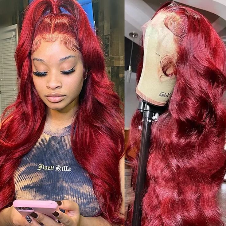 PRICES MAY VARY. ❤️Burgundy Wig Material: Red Body Wave Lace Front Wig,100% Unprocessed Brazilian Virgin Human Hair ,Looks More Full & Natural.Soft and Tangle-Free,No Shedding. ❤️Hair Style:Burgundy Red Lace Front Wigs Human Hair, Body Wave Lace Front wig,13x4x1 T Part Lace Wig Human Hair,Must-have colors for spring and summer ❤️Wig Quality:Brazilian Human Hair Wigs Red Burgundy Colored,Pre Plucked with Baby Hair, Makes the Hair More Natural,Comfortable to The Skin, Natural, Glueless, Fashion. ❤ Smell Hair, Remy Hair Wigs, Lace Front Wigs Human Hair, Red Wigs, Wigs Human Hair, Colored Wigs, Burgundy Lace, Body Wave Wig, Body Wave Hair