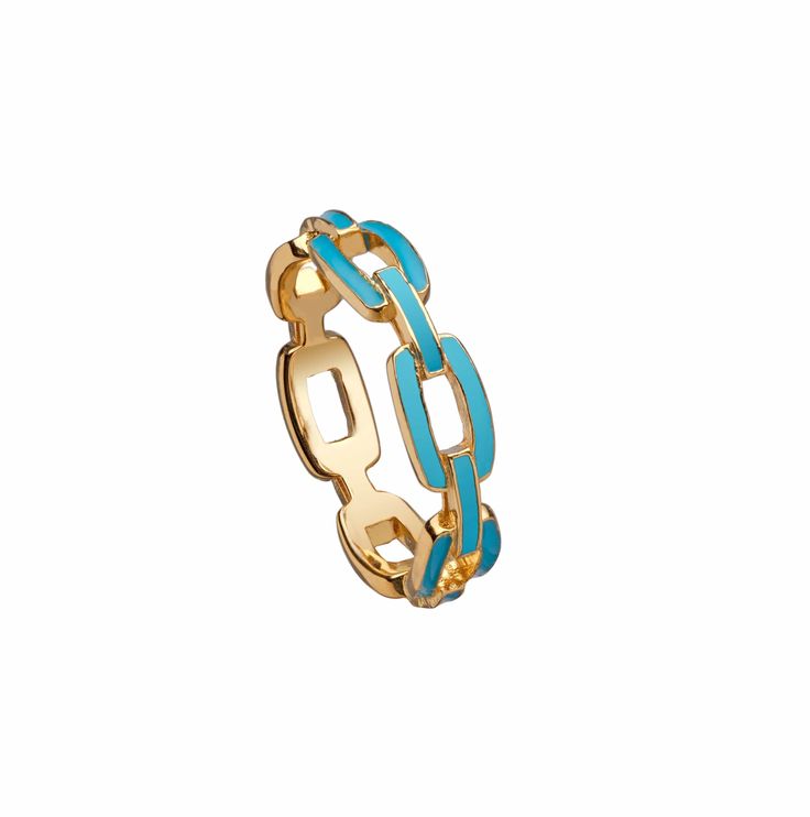 Jennifer Zeuner Jewelry | Carmine Enamel Ring Chain Link Ring, Link Ring, Solid Gold Chains, Linking Rings, Enamel Ring, Enamel Jewelry, Acrylic Earrings, Chain Ring, Gold Plated Silver