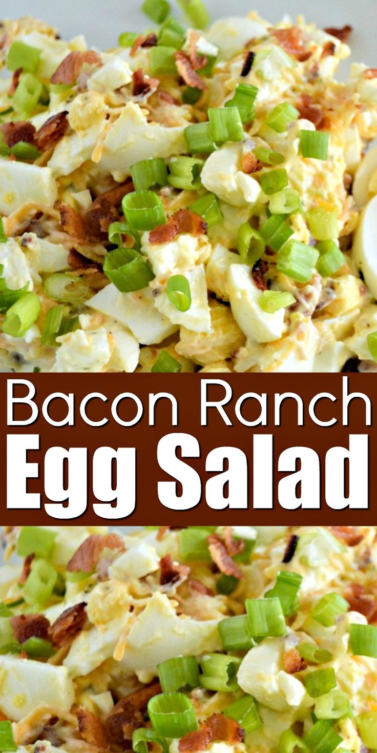 bacon ranch egg salad in a white bowl