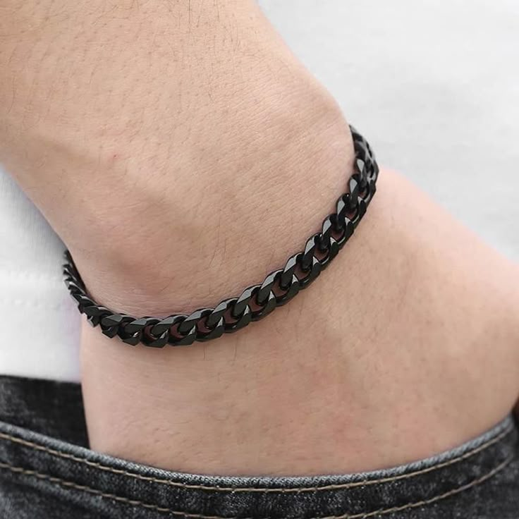 3-11mm Men's Bracelet Black Stainless Steel Cuban link Chain Bracelets Male Jewelry Wholesale Gifts 7-11 KBB4 Cuban Link Chain Men, Mens Bracelet Black, Mens Bracelets, Bracelets Design, Wholesale Gifts, Jewelry Tags, Men's Bracelet, Men Jewelry, Black Bracelets