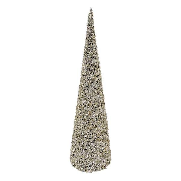 a tall silver glitter cone on a white background