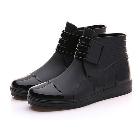 Material: Synthetic, Rubber • Type: Boots, Solid, Buckle Strap, Rainboots • Boot Height: Ankle • Heel Height: Flat (≤1cm) • Toe Shape: Round Toe • Material: Rubber, Rubber, Rubber Black Ankle Boots For Rainy Weather, Rainy Weather Ankle Boots, Waterproof Round Toe Boots For Rainy Season, Outdoor Ankle Boots For Rainy Season, Ankle Boots For Rainy Weather And Fall, Ankle Boots For Rainy Weather In Fall, Casual Ankle Boots For Rainy Season, Waterproof Round Toe Boots For Rainy Winter Weather, Round Toe Waterproof Boots For Rainy Winter Weather