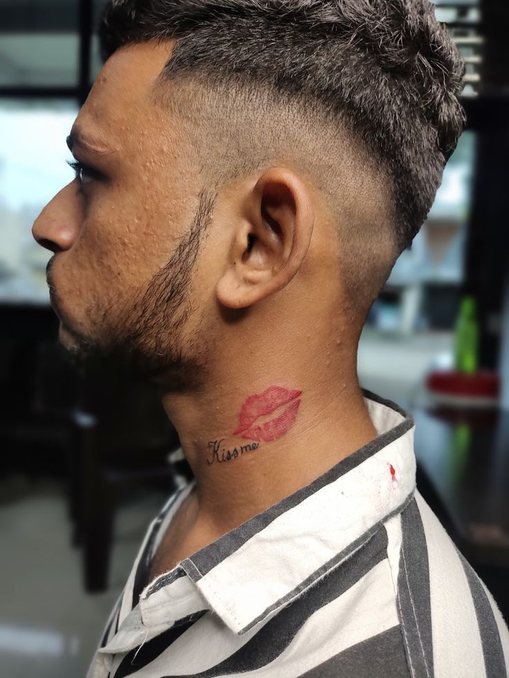 Lips TATTOO at tattoo writers dhamnod contact 9977082013,9039920119 Lip Tattoo Ideas Kisses Men, Lip Tattoo On Neck Men, Lips Tattoo Ideas Kisses, Kiss Tattoo On Neck, Kiss Lip Tattoos, Tattoo On Neck, Lips Tattoo, Kiss Tattoos, Lipstick Tattoos