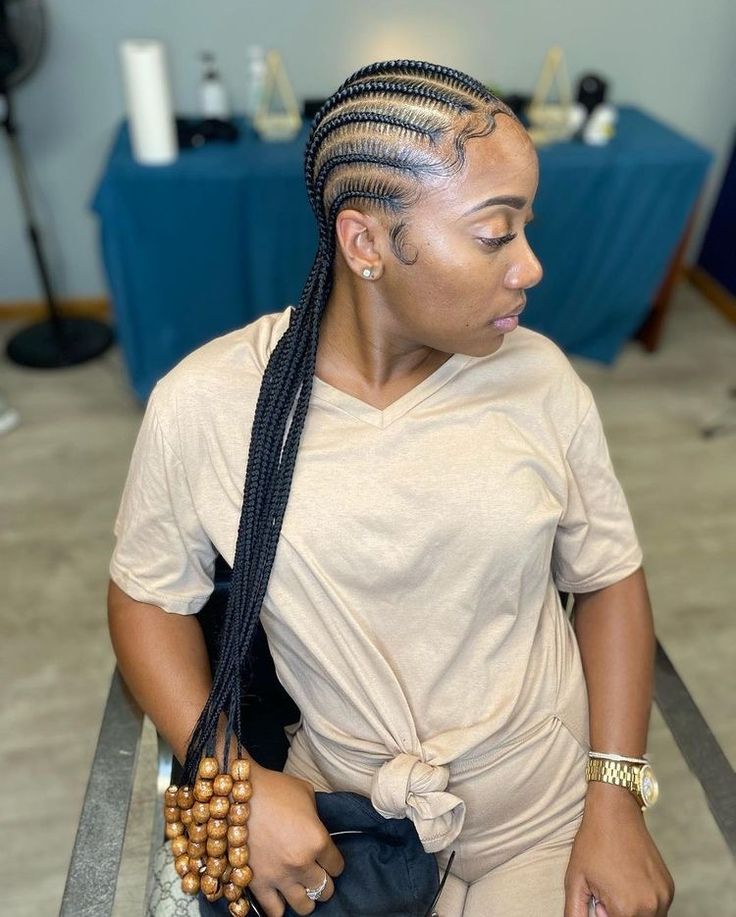 Birthday Briads, 6 Cornrows, Stitched Braids, Styling Braids, Cornrows Natural, Easy Braid Styles, Simple Braid, Cornrows Natural Hair, Black Kids Braids Hairstyles