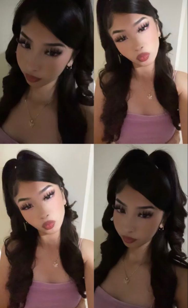 Quinceañera Hair Ideas, Half Up Half Down Hair Latina, Baddie Prom Hairstyles, Latino Hairstyles, Cute Hairstyles For Graduation, Wavy Hairstyles For Long Hair, Mexican Fits, Hair Styles Latina, Hairstyles Side Part