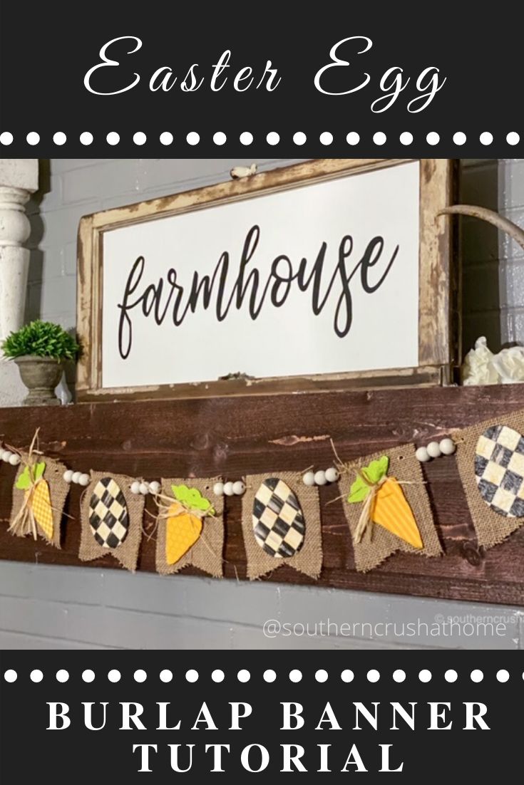 a sign that says farmhouse with bunting flags hanging from it's sides and the words, easter egg farmhouse