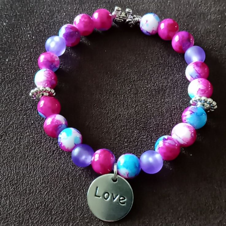 Pink And Blue With An Elephant Love Charms Casual Multicolor Bracelets For Valentine's Day, Casual Blue Heart-shaped Bracelets, Casual Blue Heart-shaped Bracelet, Pink Casual Beaded Bracelets For Valentine's Day, Casual Purple Hypoallergenic Jewelry, Antique Gold Bracelet, Blue Stone Bracelet, Red Bangles, Blue Beaded Bracelets