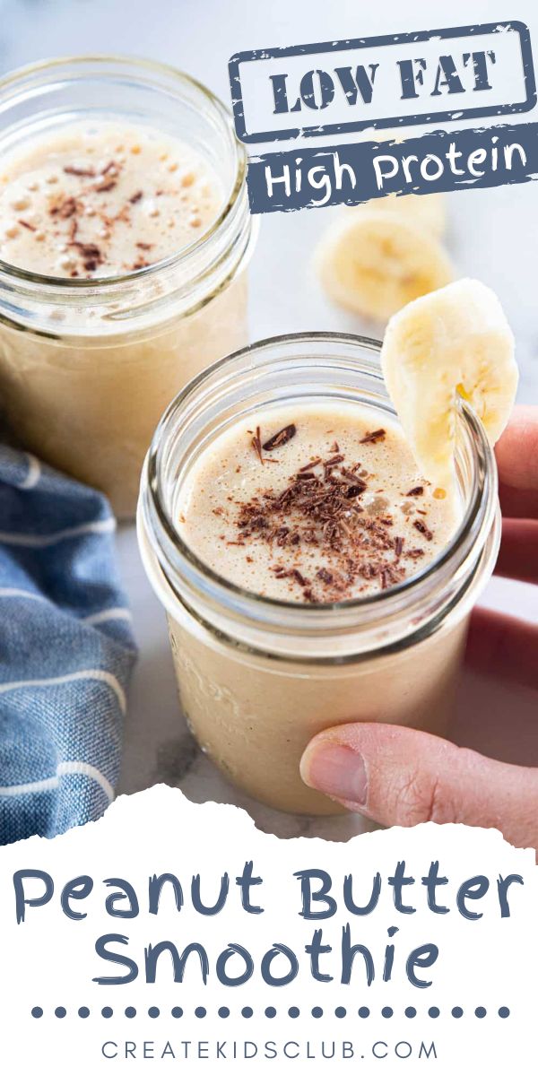 two mason jars filled with peanut butter and powdered smoothie