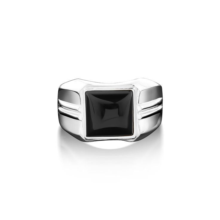 Big black onyx ring in 925 sterling silver, Wide band ring with large black gemstone, Square black stone ring for dad This lovely gemstone ring is perfect for daily wear. It is crafted from fine 925K sterling silver and has the most intricate details that are sure to catch the eye of anyone who sees it. Handcrafted with love and joy, this ring will be with you for years to come, possibly even taking its place as a family heirloom for generations to come! With its detailed handmade engravings, th Black Stone Ring, Wide Band Ring, Black Onyx Ring, Wide Band Rings, Onyx Ring, Family Heirloom, Wide Bands, Black Stone, Engraved Rings