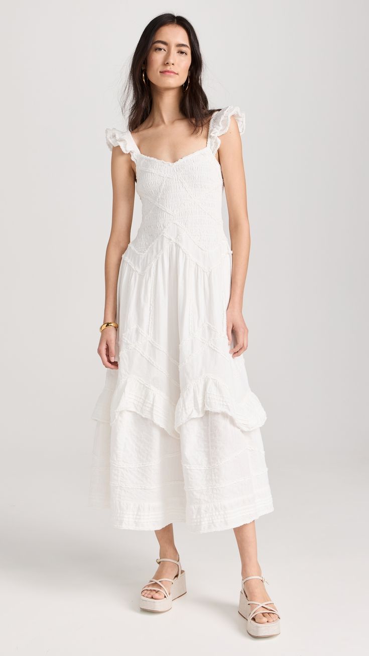 Fast Free Shipping & Free Returns on LoveShackFancy Brin Dress at Shopbop. Shop new arrivals from LoveShackFancy at Shopbop.com Guest Attire, Wedding Attire Guest, Grad Dresses, Mid Dresses, Glamour Fashion, Tier Skirt, Fashion Today, Tiered Skirt, Flutter Sleeves