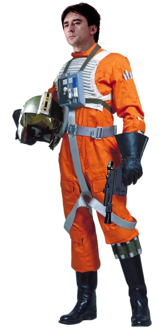 a man dressed in an orange space suit