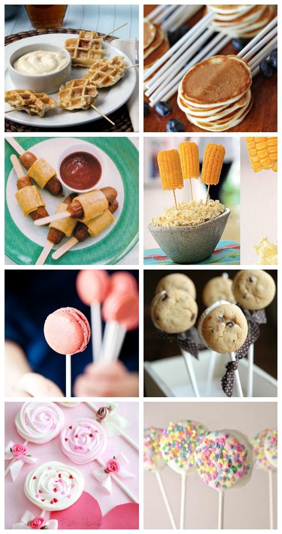 a collage of different desserts and pastries on plates, including cake pops